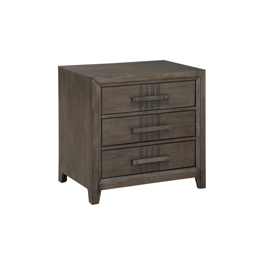 The Landon 3-Drawer Nightstand offers a perfect combination of durability, style, and functionality, making it an essential addition to any bedroom. Expertly crafted from solid Pine, high-quality engineered woods, and genuine Mindi wood veneers, this nigh