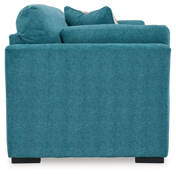  it adds a fashion-forward pop of color to your living room. Velvet-like upholstery and matching bolster pillows keep comfort a