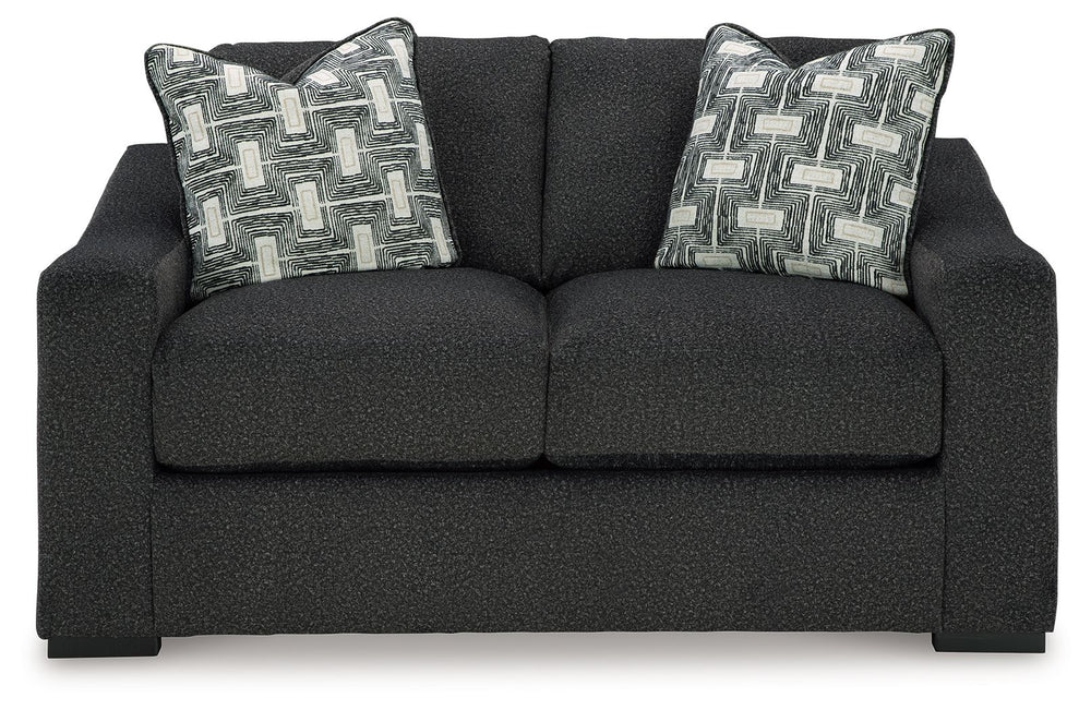 Your downtime should be super-cozyâ€”and super-chic. This loveseat encourages stylish indulgence as you lounge solo or with guests. Plush, chunky upholstery adds a relaxed yet eclectic twist to the transitional look. With this exquisitely comfortable and 