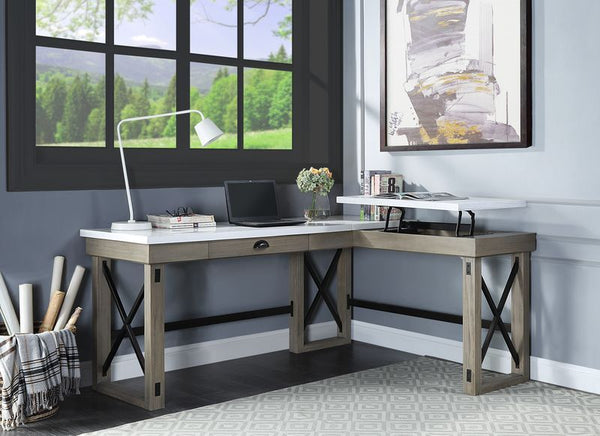 Talmar - Writing Desk - Marble Top & Rustic Oak Finish