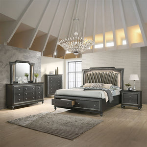  the nightstand is accented with textured front and a crystal-like sparkling trim. Its crystal-like trimming creat