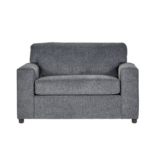  this transitional set is at home in any dÃ©cor. Both pieces feature square arms and attached 