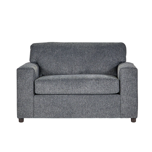  this transitional set is at home in any dÃ©cor. Both pieces feature square arms and attached 