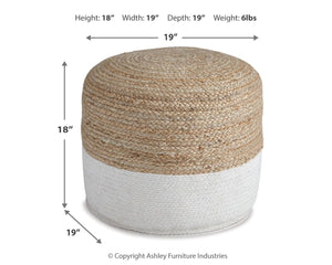 Sweed - Natural / White - Pouf - Round