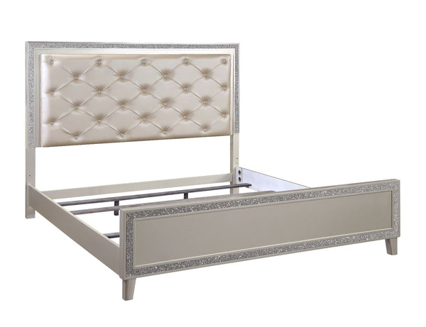 Sliverfluff - Eastern King Bed - Pearl Silver - Wood