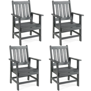 -Constructed of premium HDPE material that is easy-to-maintain and anti-cracking -Reclined high backrest helps you relax your body -Contoured seat provides support for your hips and thighs -Wide armrests allow you to comfortably rest your arms -Stainless 