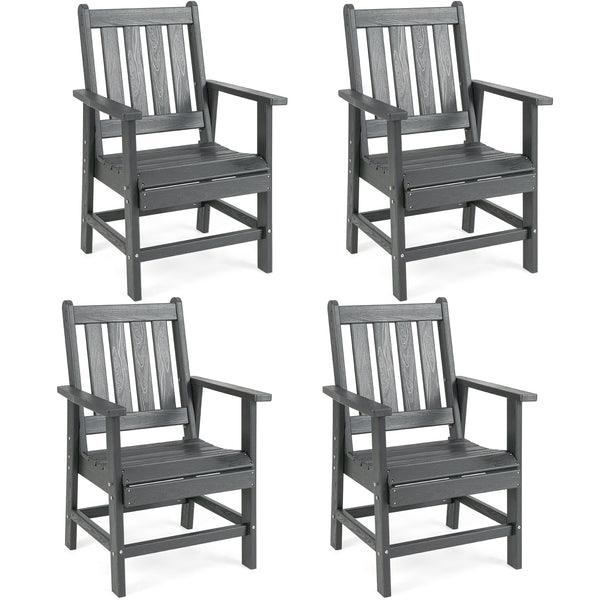 -Constructed of premium HDPE material that is easy-to-maintain and anti-cracking -Reclined high backrest helps you relax your body -Contoured seat provides support for your hips and thighs -Wide armrests allow you to comfortably rest your arms -Stainless 