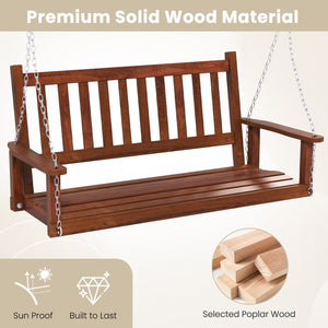 Premium solid wood material for superior durability and stability <br>Seats up to 2 persons and holds up to 500 lbs <br>Long metal chains and sturdy S-shaped hooks for safe swinging <br>Inclined backrest  curved seat and cozy armrests add comfort <br>Slat
