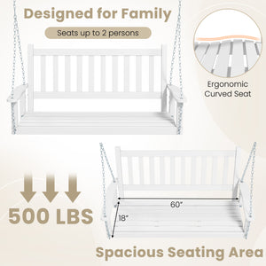 Premium solid wood material for superior durability and stability <br>Seats up to 2 persons and holds up to 500 lbs <br>Long metal chains and sturdy S-shaped hooks for safe swinging <br>Inclined backrest  curved seat and cozy armrests add comfort <br>Slat