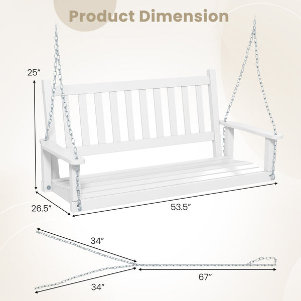 Premium solid wood material for superior durability and stability <br>Seats up to 2 persons and holds up to 500 lbs <br>Long metal chains and sturdy S-shaped hooks for safe swinging <br>Inclined backrest  curved seat and cozy armrests add comfort <br>Slat