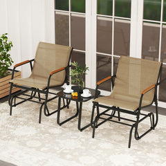 Smooth gliding system allows you to enjoy your leisure time<br>Premium seat fabric is breathable  quick-drying  and wear-resistant<br>Ergonomic back and seat for superior comfort<br>Teak wood armrests add a touch of natural beauty<br>Robust metal frame wi