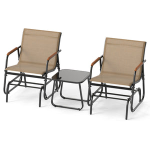 Smooth gliding system allows you to enjoy your leisure time<br>Premium seat fabric is breathable  quick-drying  and wear-resistant<br>Ergonomic back and seat for superior comfort<br>Teak wood armrests add a touch of natural beauty<br>Robust metal frame wi