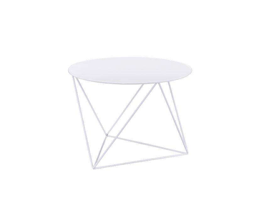 Bring dimension, depth and distinctive visual appeal with this modern geometric design. The accent table boasts a cool and fun look. Round table top paired with irregular metal base adds a uniquely attractive contrast to this table. It-'s powder coating p