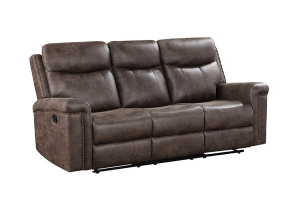 The Quade Dual Recliner Sofa in mocha brown is designed to offer lasting comfort and style. Constructed with a durable frame made from premium hardwood, plywood, and engineered wood, this sofa provides a strong foundation for years of reliable use. The pl