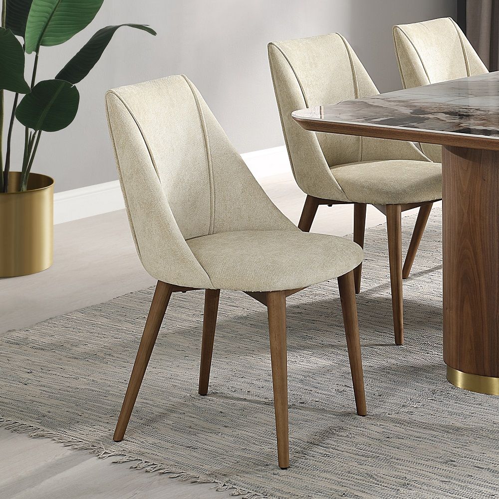 Willene - Side Chair (Set-2) - Beige And Walnut
