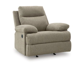 Fully upright or completely stretched out is how this traditional-inspired rocker recliner caters to the art of relaxation. Super soft mocha-colored upholstery and sumptuous cushioningâ€”made all the more indulgent with pillow top armsâ€”cradles you in co