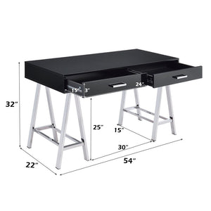 Coleen - Desk - Black High Gloss & Chrome