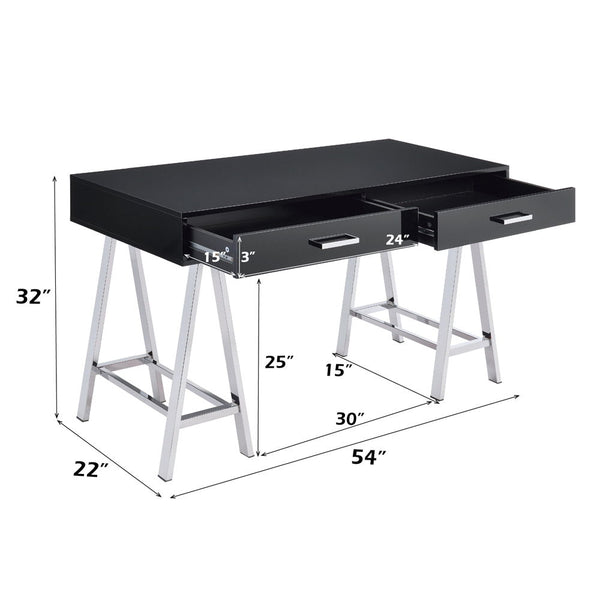 Coleen - Desk - Black High Gloss & Chrome