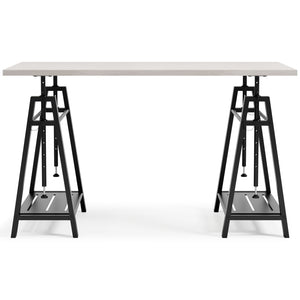 Bayflynn - White / Black - Adjustable Height Desk
