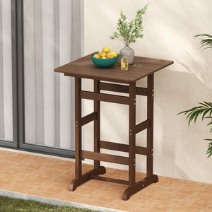 Made of weatherproof HDPE for long-time use<br>Stainless steel screws withstand extended use<br>Reinforced crossbars for strengthened structure<br>30" x 30" spacious tabletop offers ample space for food and drinks<br>Slatted design for simple maintenance 