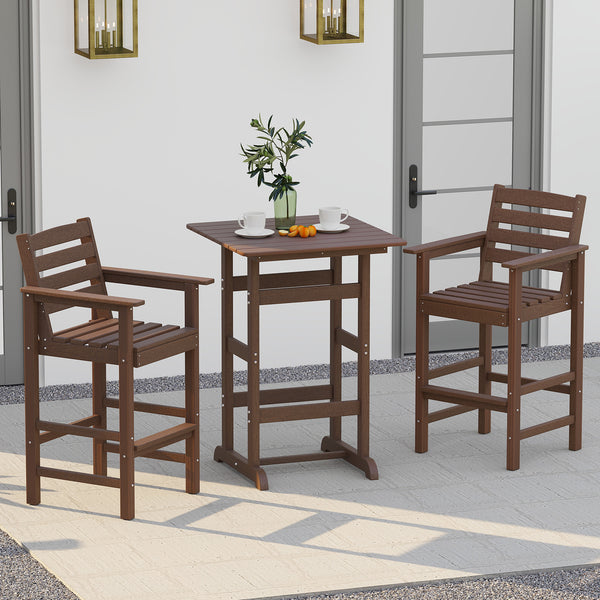 Made of weatherproof HDPE for long-time use<br>Stainless steel screws withstand extended use<br>Reinforced crossbars for strengthened structure<br>30" x 30" spacious tabletop offers ample space for food and drinks<br>Slatted design for simple maintenance 