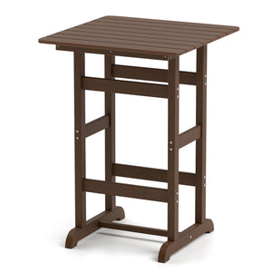 Made of weatherproof HDPE for long-time use<br>Stainless steel screws withstand extended use<br>Reinforced crossbars for strengthened structure<br>30" x 30" spacious tabletop offers ample space for food and drinks<br>Slatted design for simple maintenance 