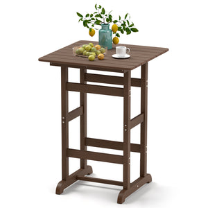 Made of weatherproof HDPE for long-time use<br>Stainless steel screws withstand extended use<br>Reinforced crossbars for strengthened structure<br>30" x 30" spacious tabletop offers ample space for food and drinks<br>Slatted design for simple maintenance 