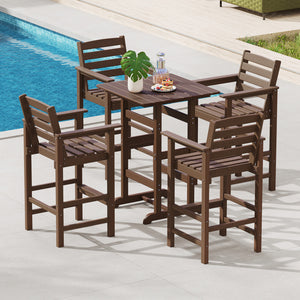 Made of weatherproof HDPE for long-time use<br>Stainless steel screws withstand extended use<br>Reinforced crossbars for strengthened structure<br>30" x 30" spacious tabletop offers ample space for food and drinks<br>Slatted design for simple maintenance 