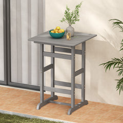 Made of weatherproof HDPE for long-time use<br>Stainless steel screws withstand extended use<br>Reinforced crossbars for strengthened structure<br>30" x 30" spacious tabletop offers ample space for food and drinks<br>Slatted design for simple maintenance 