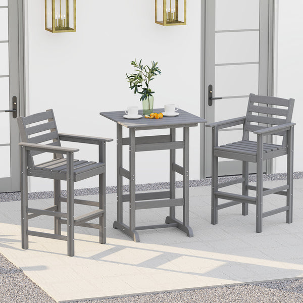 Made of weatherproof HDPE for long-time use<br>Stainless steel screws withstand extended use<br>Reinforced crossbars for strengthened structure<br>30" x 30" spacious tabletop offers ample space for food and drinks<br>Slatted design for simple maintenance 