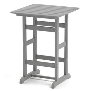 Made of weatherproof HDPE for long-time use<br>Stainless steel screws withstand extended use<br>Reinforced crossbars for strengthened structure<br>30" x 30" spacious tabletop offers ample space for food and drinks<br>Slatted design for simple maintenance 