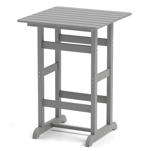 Made of weatherproof HDPE for long-time use<br>Stainless steel screws withstand extended use<br>Reinforced crossbars for strengthened structure<br>30" x 30" spacious tabletop offers ample space for food and drinks<br>Slatted design for simple maintenance 