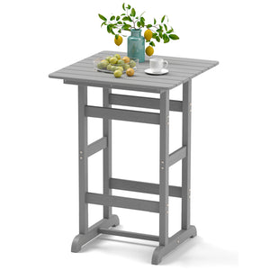 Made of weatherproof HDPE for long-time use<br>Stainless steel screws withstand extended use<br>Reinforced crossbars for strengthened structure<br>30" x 30" spacious tabletop offers ample space for food and drinks<br>Slatted design for simple maintenance 