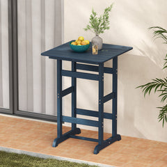 Made of weatherproof HDPE for long-time use<br>Stainless steel screws withstand extended use<br>Reinforced crossbars for strengthened structure<br>30" x 30" spacious tabletop offers ample space for food and drinks<br>Slatted design for simple maintenance 