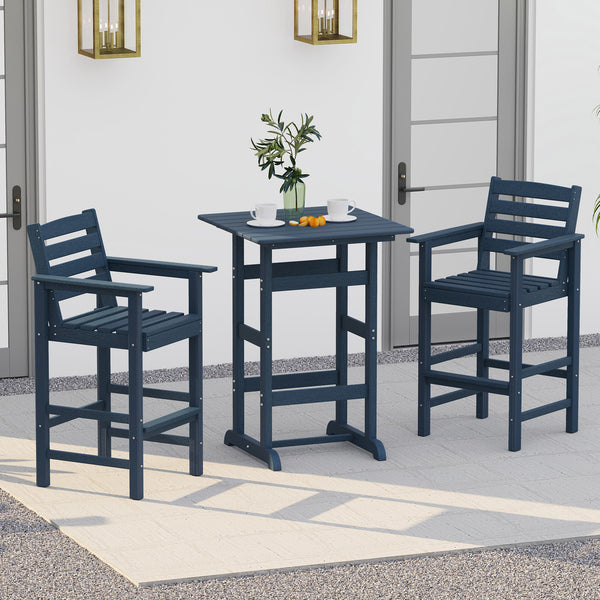 Made of weatherproof HDPE for long-time use<br>Stainless steel screws withstand extended use<br>Reinforced crossbars for strengthened structure<br>30" x 30" spacious tabletop offers ample space for food and drinks<br>Slatted design for simple maintenance 