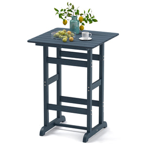 Made of weatherproof HDPE for long-time use<br>Stainless steel screws withstand extended use<br>Reinforced crossbars for strengthened structure<br>30" x 30" spacious tabletop offers ample space for food and drinks<br>Slatted design for simple maintenance 