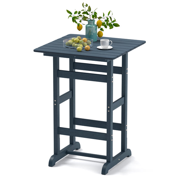 Made of weatherproof HDPE for long-time use<br>Stainless steel screws withstand extended use<br>Reinforced crossbars for strengthened structure<br>30" x 30" spacious tabletop offers ample space for food and drinks<br>Slatted design for simple maintenance 