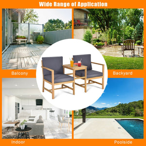 Are you in search of an outdoor furniture set to enjoy leisure time with your family and friends? This functional loveseat is the answer for you then. Â  Made of premium acacia wood  this set is sturdy and durable. Itâ€™s shipped with a thick seat and bac