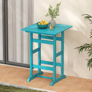 Made of weatherproof HDPE for long-time use<br>Stainless steel screws withstand extended use<br>Reinforced crossbars for strengthened structure<br>30" x 30" spacious tabletop offers ample space for food and drinks<br>Slatted design for simple maintenance 