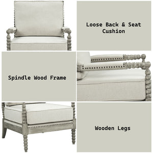 Saraid - Accent Chair - Beige Linen & Gray Oak Finish