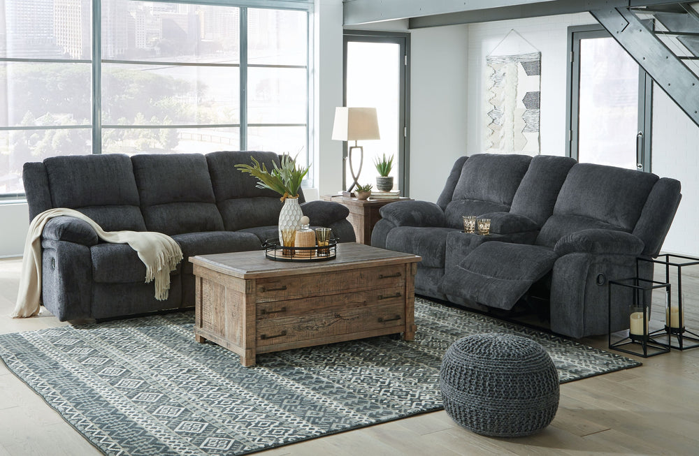Draycoll - 3 Pc. - Reclining Sofa, Loveseat, Rocker Recliner - Dark Gray