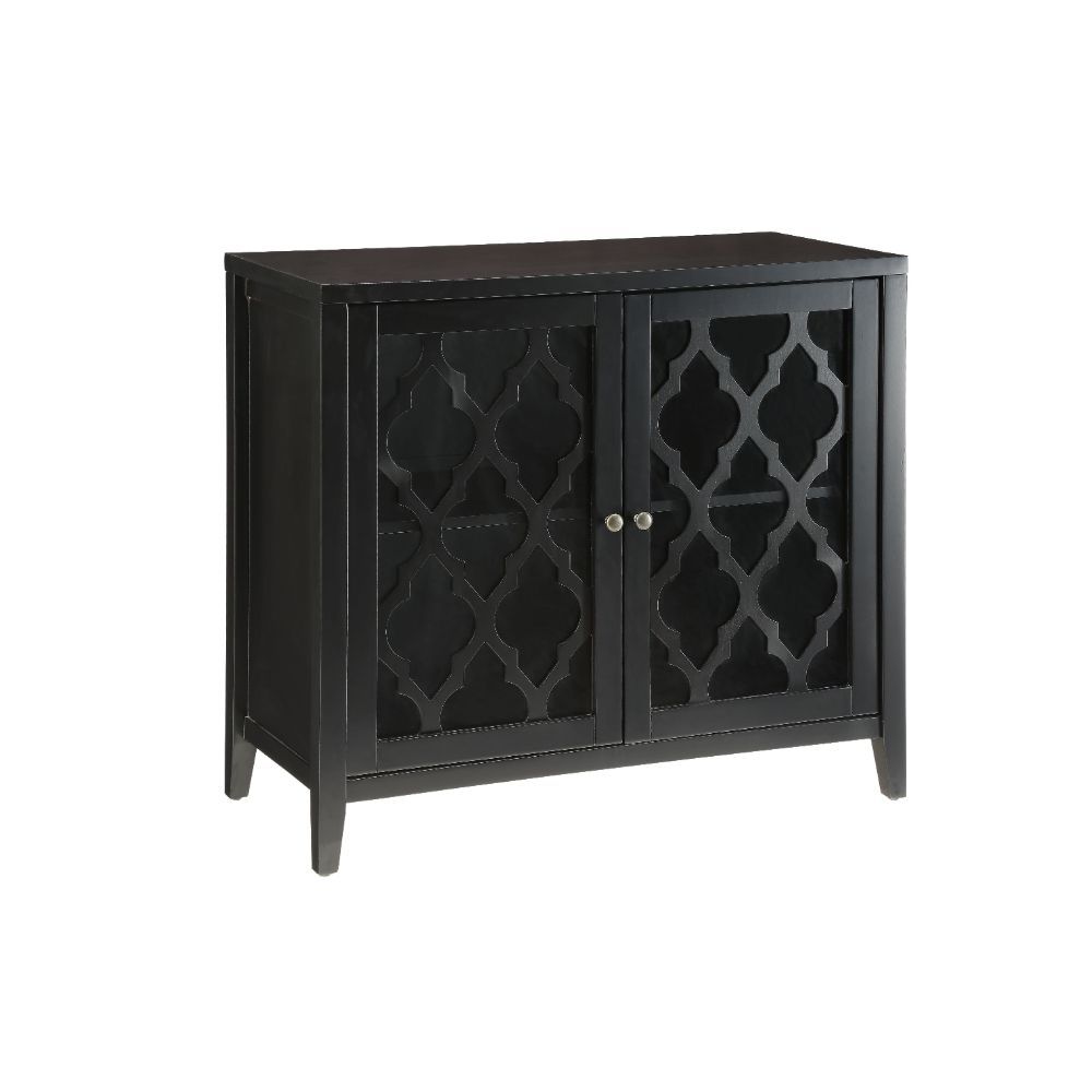 Bring a additional storage place in your house. A must own classic design with its fret work over glass doors and shelf inside, the Ceara cabinet is a wonderful addition to any environment. It features an open design fret work, allowing any thing stored t