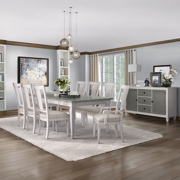 Katia - Arm Chair (Set of 2) - Light Gray & Weathered White