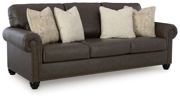 This sofa marries classic character with a contemporary attitude. Love the timeless look of leather? Its take on deep brown faux leather is versatile enough to pair with styles from traditional to modern, at a price that wonâ€™t break the bank. Details li