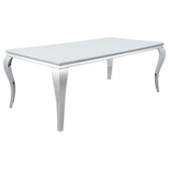 Glamorous with a luxurious touch, this elegant dining table makes the perfect addition to a formal dining space. With a mixed material design of durable stainless steel and glass, this dining table lends itself to several home decor styles. On each tradit