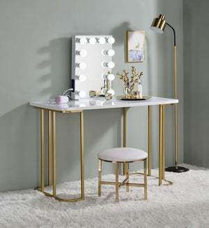  with gold finish enhancing its modern silhouette. White rectangle table top offers a spacious and clean workplace. Simple a