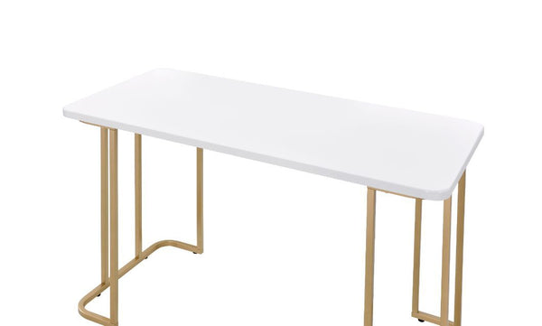  clear and strong accessories. The Estie Writing Desk boasts a clean-lined metal sled base