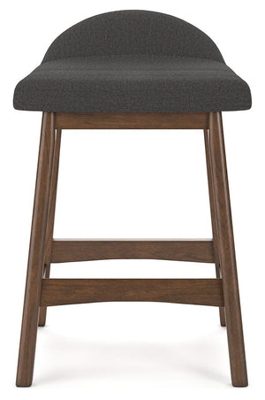Lyncott - Charcoal / Brown - Upholstered Barstool (Set of 2)