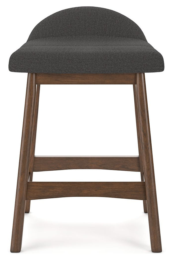 Lyncott - Charcoal / Brown - Upholstered Barstool (Set of 2)