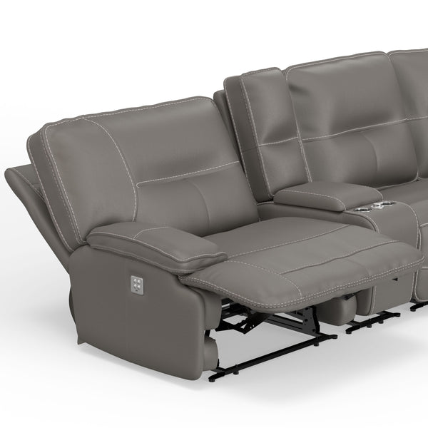 Spartacus - 7 Piece Modular Power Reclining Sectional With Power Adjustable Headrests - Haze